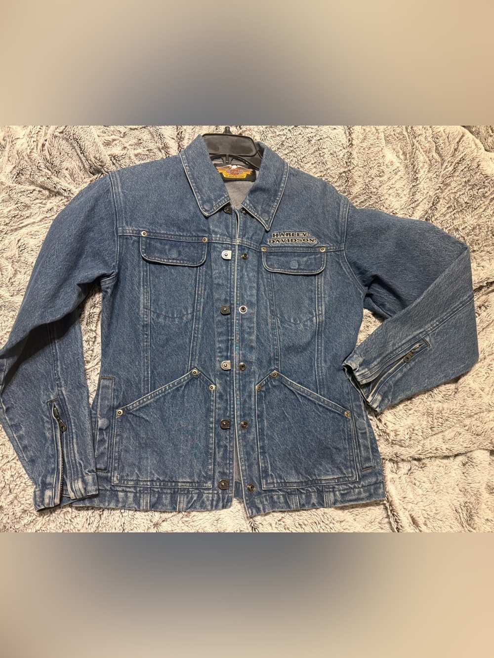 Vintage Harley Davidson Motorcycles Women’s Biker Denim Jean Jacket Small